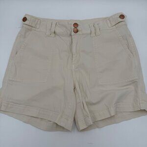 BKE Womens Hiking Trek Outdoor Shorts Size 26 Flaps Cream Mid Rise Stretch